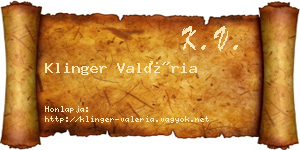 Klinger Valéria névjegykártya